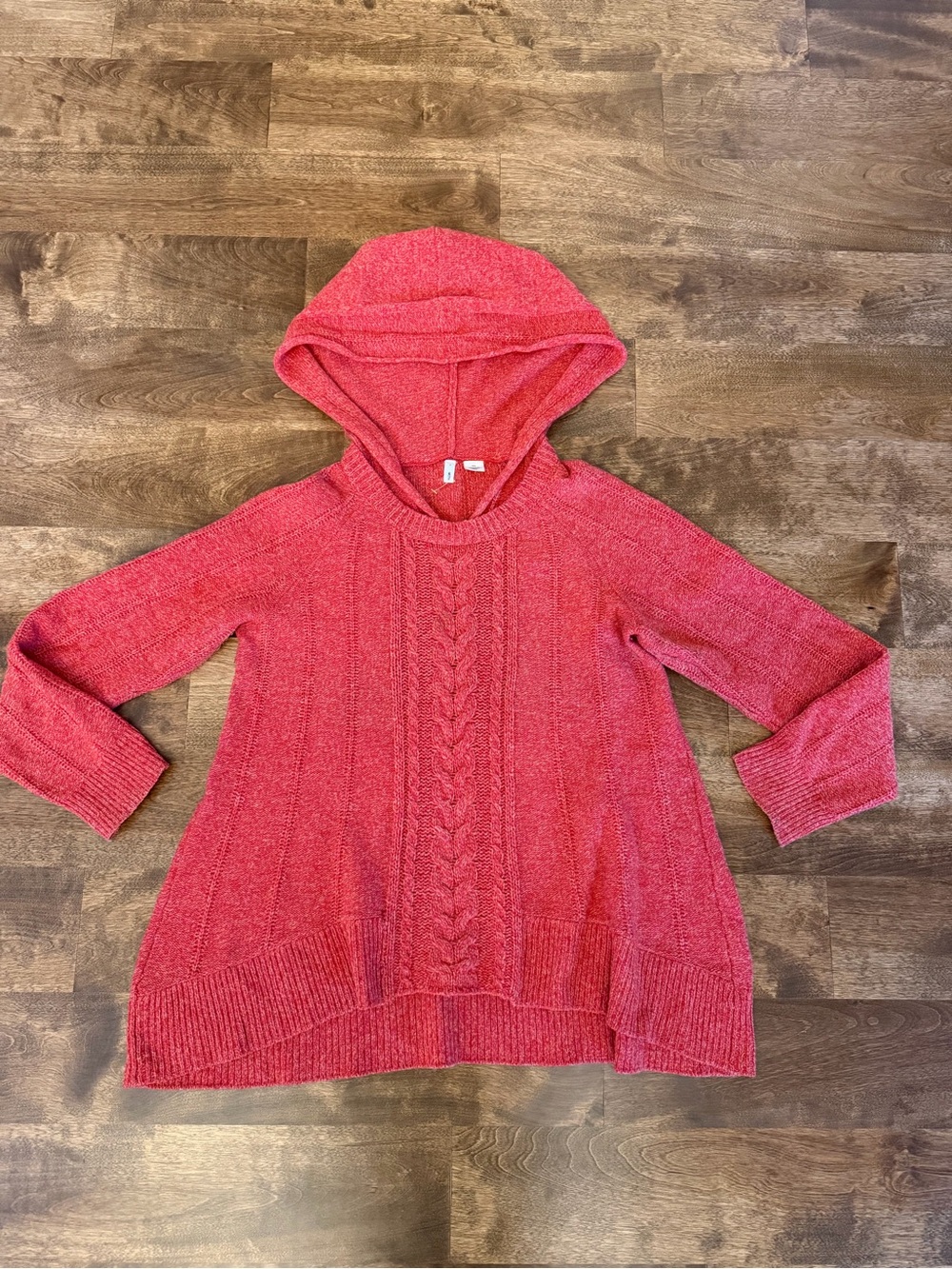 Moth Anthropologie Coral Hooded Cable Knit Sweater Size M